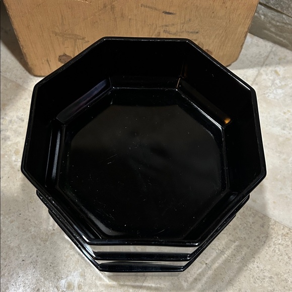Set of 3 Vintage ARCOROC FRANCE Octime Black Glass Bowls, Octagon Modern Bowls - Picture 2 of 13